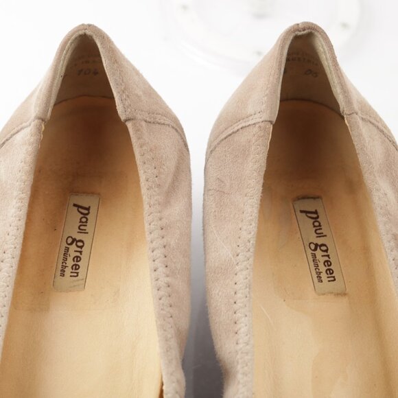 Paul Green Womens Nola Slip On Shoes Size 10 Tan Suede Rose Gold Low Wedge Bows - Picture 11 of 15